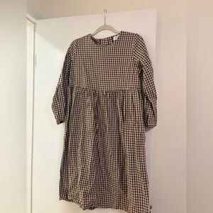 OLIVE Brown Gingham Midi Dress